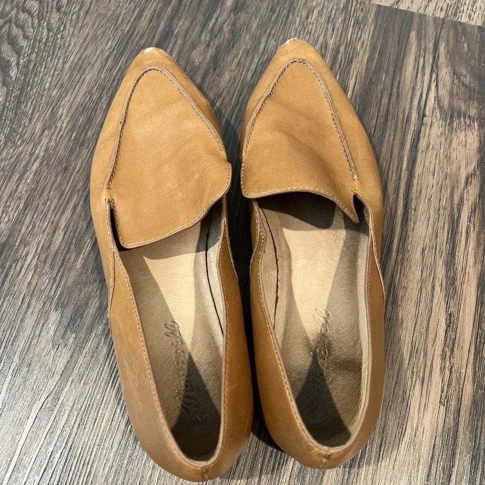 Madewell The Frances Skimmer Brown Leather Women's Shoes Size 8.5 Slip On Flats